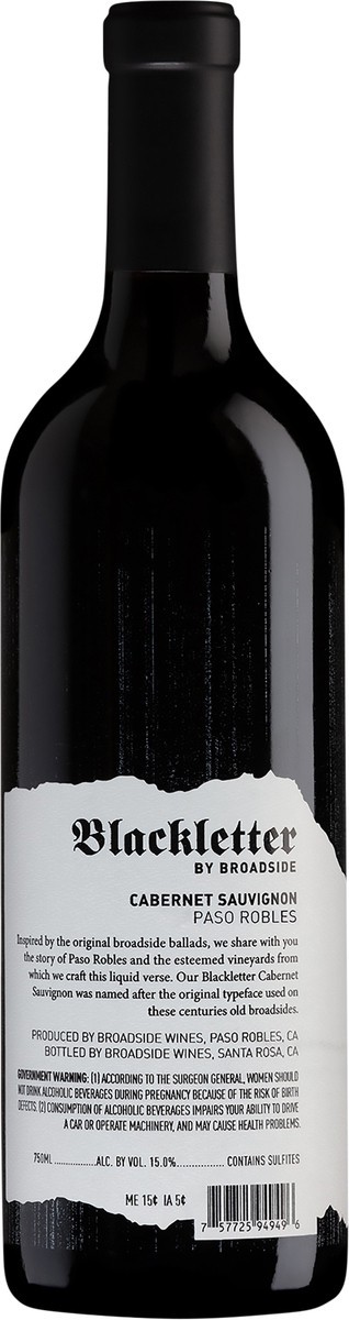 slide 2 of 5, Broadside Wines Blackletter Cabernet Sauvignon, 750 ml