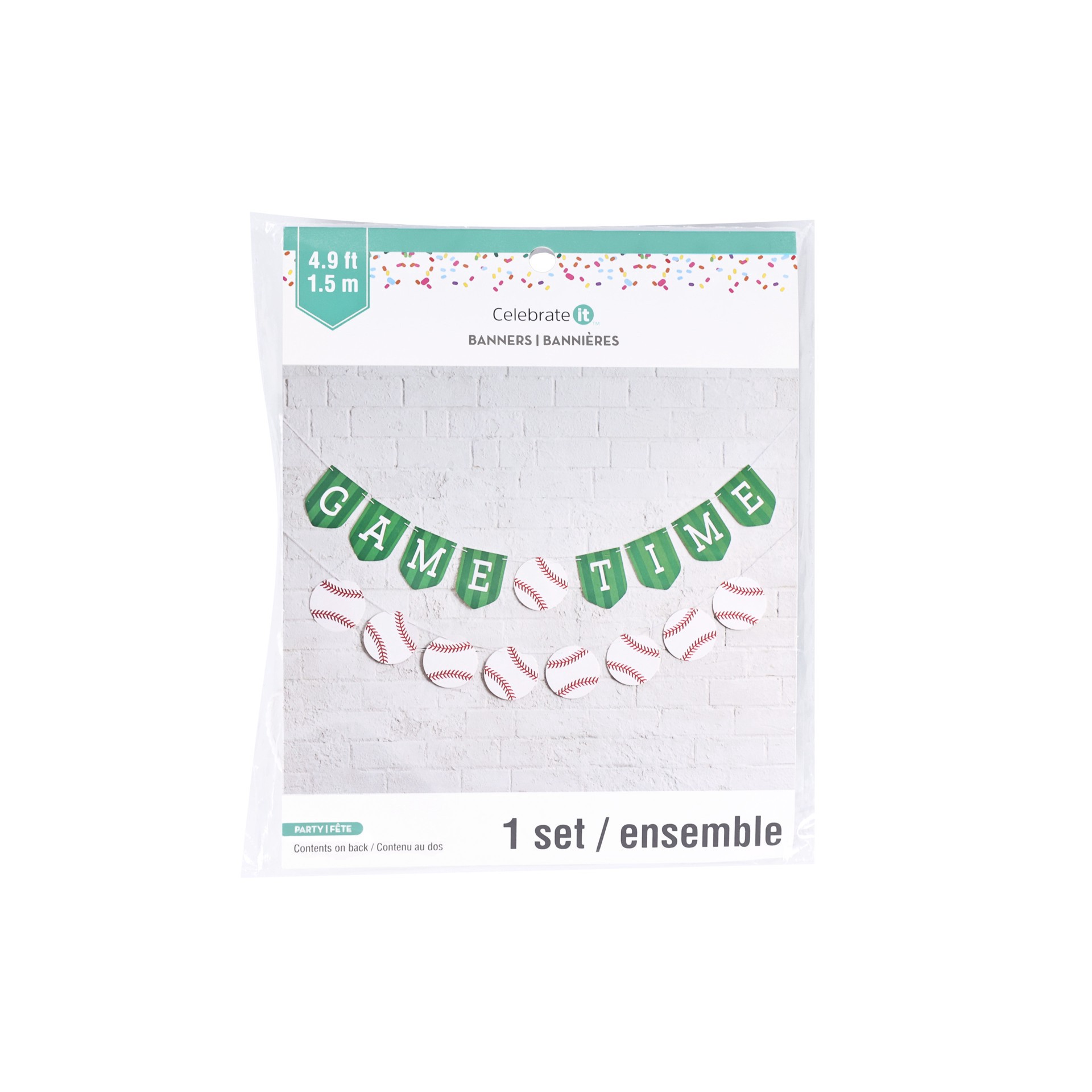 slide 2 of 3, 5ft. Green & White Game Time Baseball Banner Set By Celebrate It, 5 ft