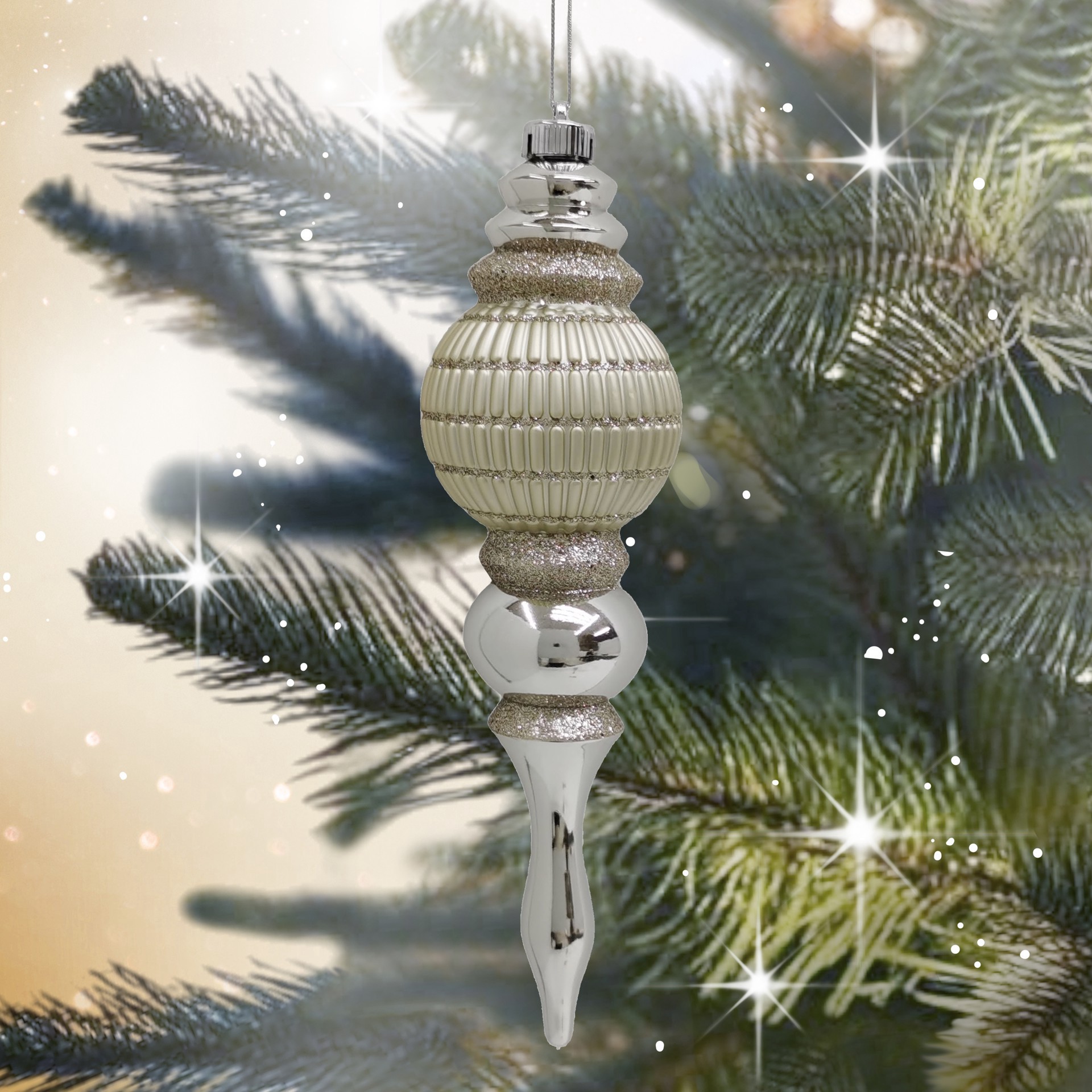 slide 2 of 3, 14.25" Silver & Gold Finial Ornament By Ashland, 14.25 in