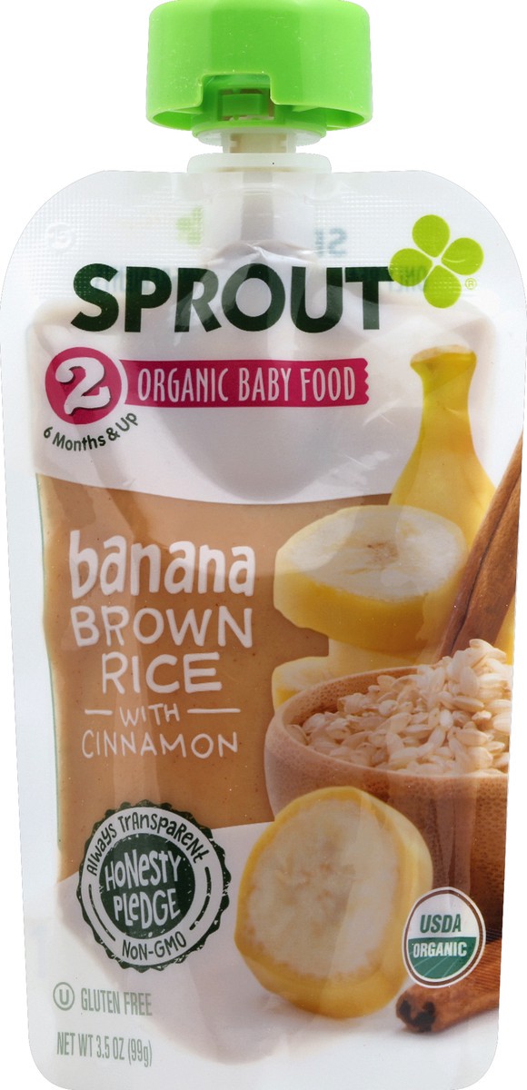 slide 5 of 6, Sprout Organic Foods Sprout Stage 2 Organic Baby Food Banana Brown Rice With Cinnamon, 3.5 oz