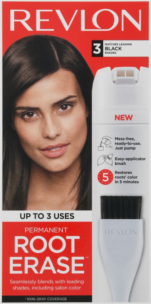 slide 2 of 12, Revlon Root Erase 3 Black Shades Permanent Hair Color 1 kit, 3.2 fl oz