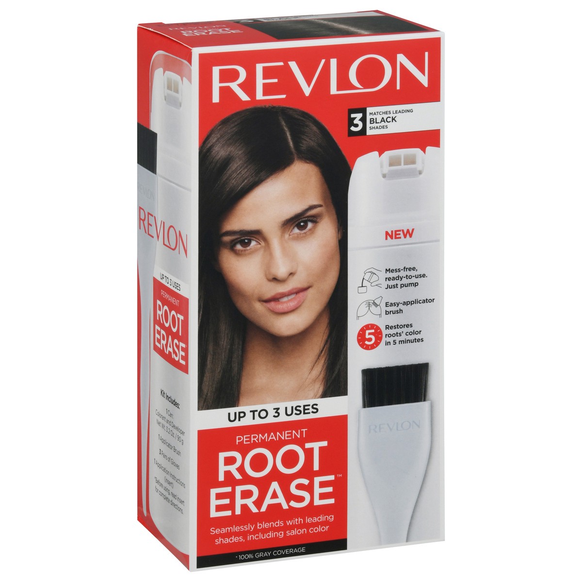 slide 11 of 12, Revlon Root Erase 3 Black Shades Permanent Hair Color 1 kit, 3.2 fl oz