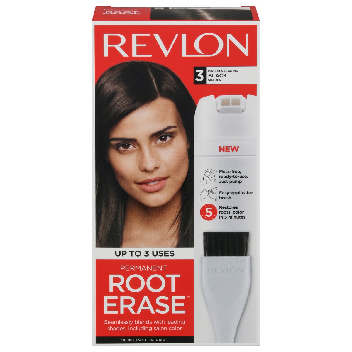 slide 1 of 12, Revlon Root Erase 3 Black Shades Permanent Hair Color 1 kit, 3.2 fl oz