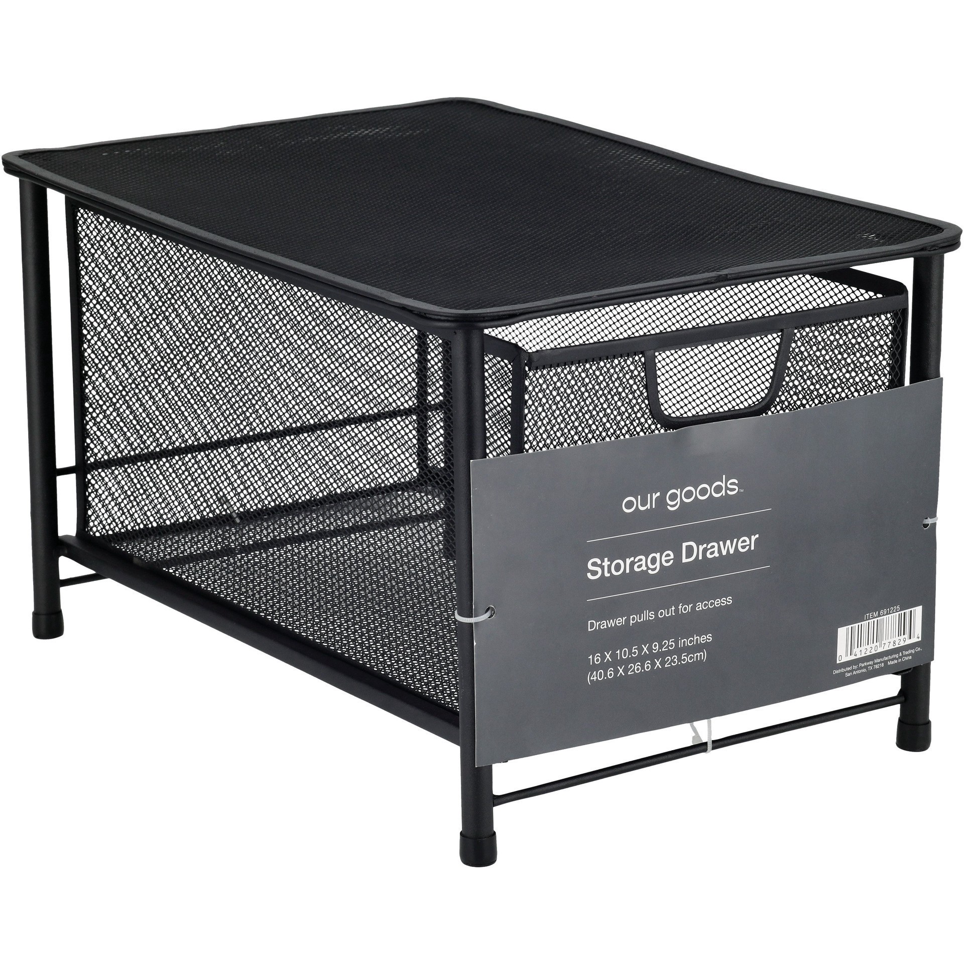 slide 1 of 1, our goods Black Metal Mesh Storage Drawer, 1 ct