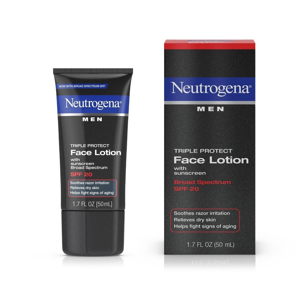 slide 2 of 11, Neutrogena Triple Protect Men's Daily Face Lotion with Broad Spectrum SPF 20 Sunscreen, Men's Anti-Aging Facial Moisturizer to Soothe Razor Irritation & Relieve Dry Skin, 1.7 fl. oz, 1.7 oz