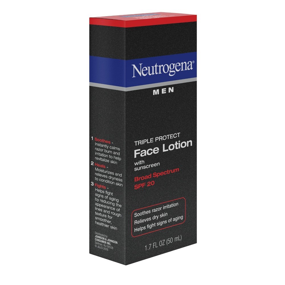 slide 4 of 11, Neutrogena Triple Protect Men's Daily Face Lotion with Broad Spectrum SPF 20 Sunscreen, Men's Anti-Aging Facial Moisturizer to Soothe Razor Irritation & Relieve Dry Skin, 1.7 fl. oz, 1.7 oz