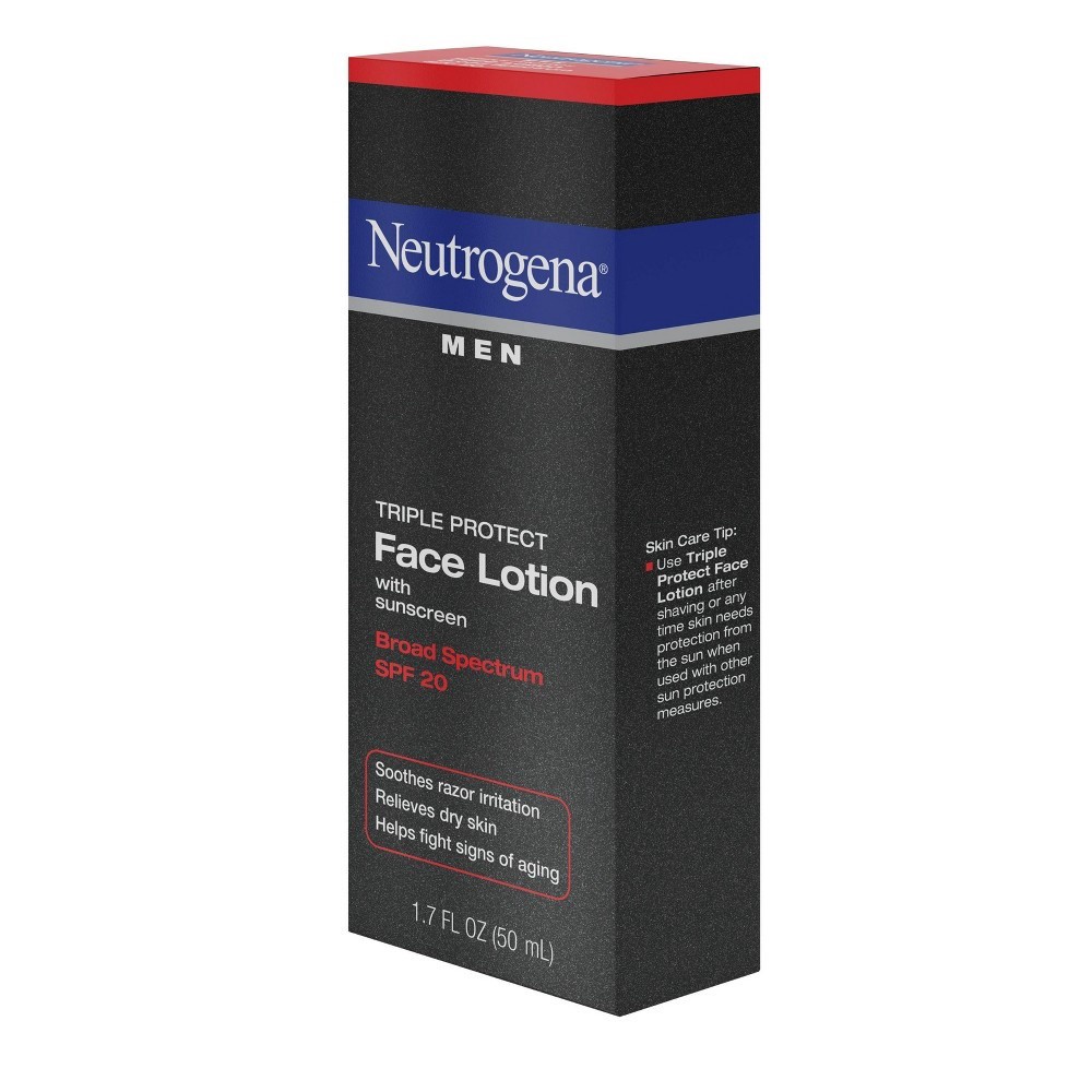 slide 5 of 11, Neutrogena Triple Protect Men's Daily Face Lotion with Broad Spectrum SPF 20 Sunscreen, Men's Anti-Aging Facial Moisturizer to Soothe Razor Irritation & Relieve Dry Skin, 1.7 fl. oz, 1.7 oz