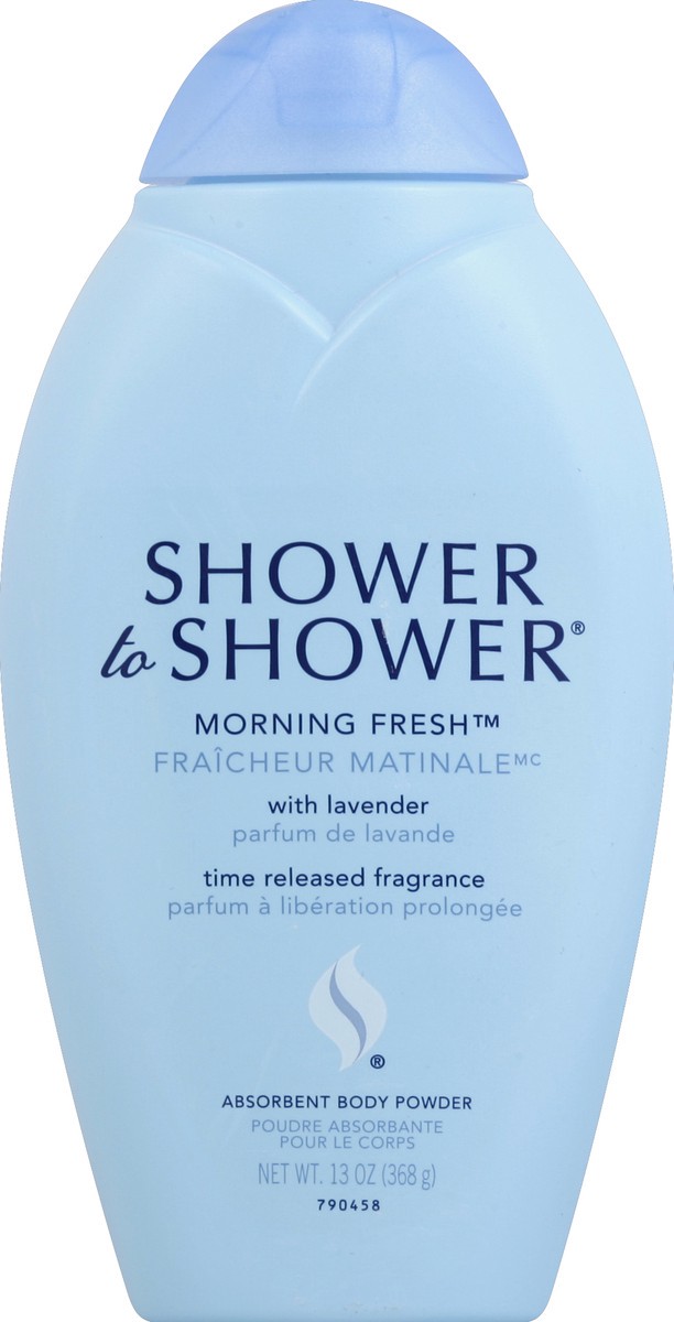 slide 2 of 3, Shower To Shower Morning Fresh Body Powder, 13 oz