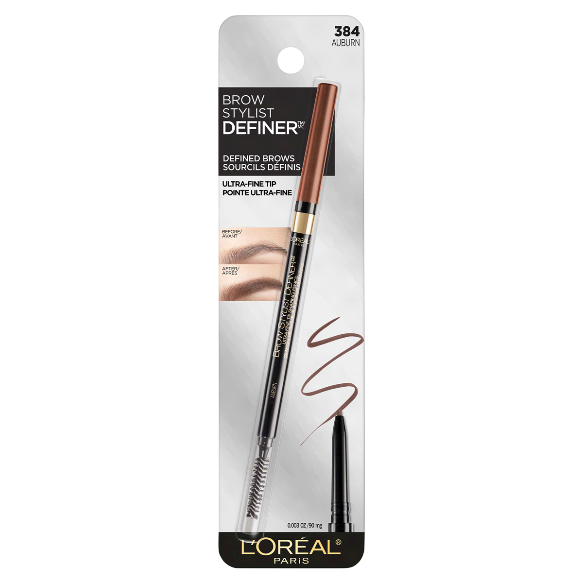 slide 1 of 1, L'Oréal Brow Stylist Definer Waterproof Eyebrow Mechanical Pencil, Auburn, 0.003 oz