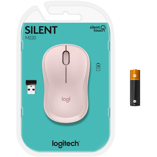 slide 4 of 8, Logitech M220 Silent Wireless Mouse in Rose, 1 ct
