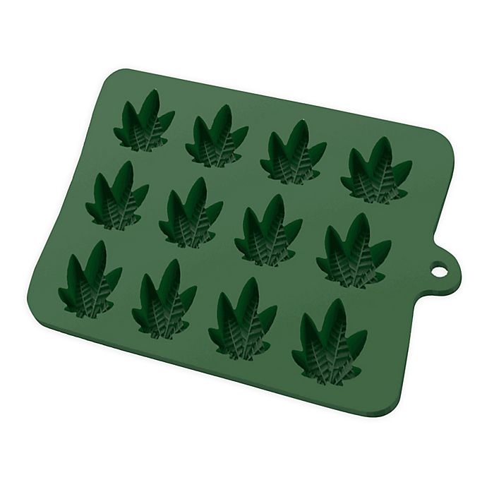 slide 1 of 1, Trudeau 12-Cavity Leaf Silicone Baking Mold - Green, 1 ct