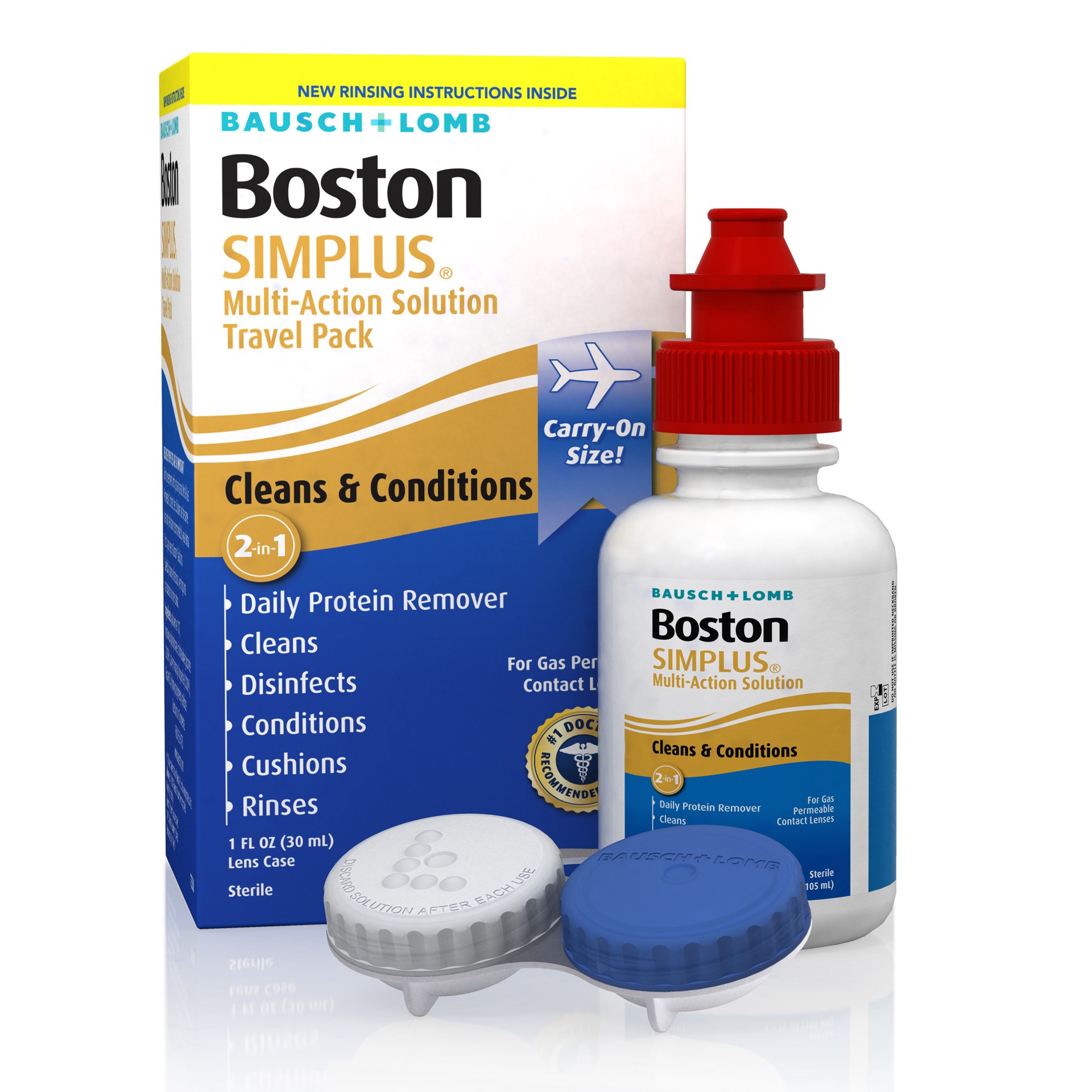 slide 1 of 5, Boston SIMPLUS Multi-Action Solution Travel Kit and Lens Case - from Bausch + Lomb, 1 fl oz (30 mL), Contact Lens Case Included, 1 oz