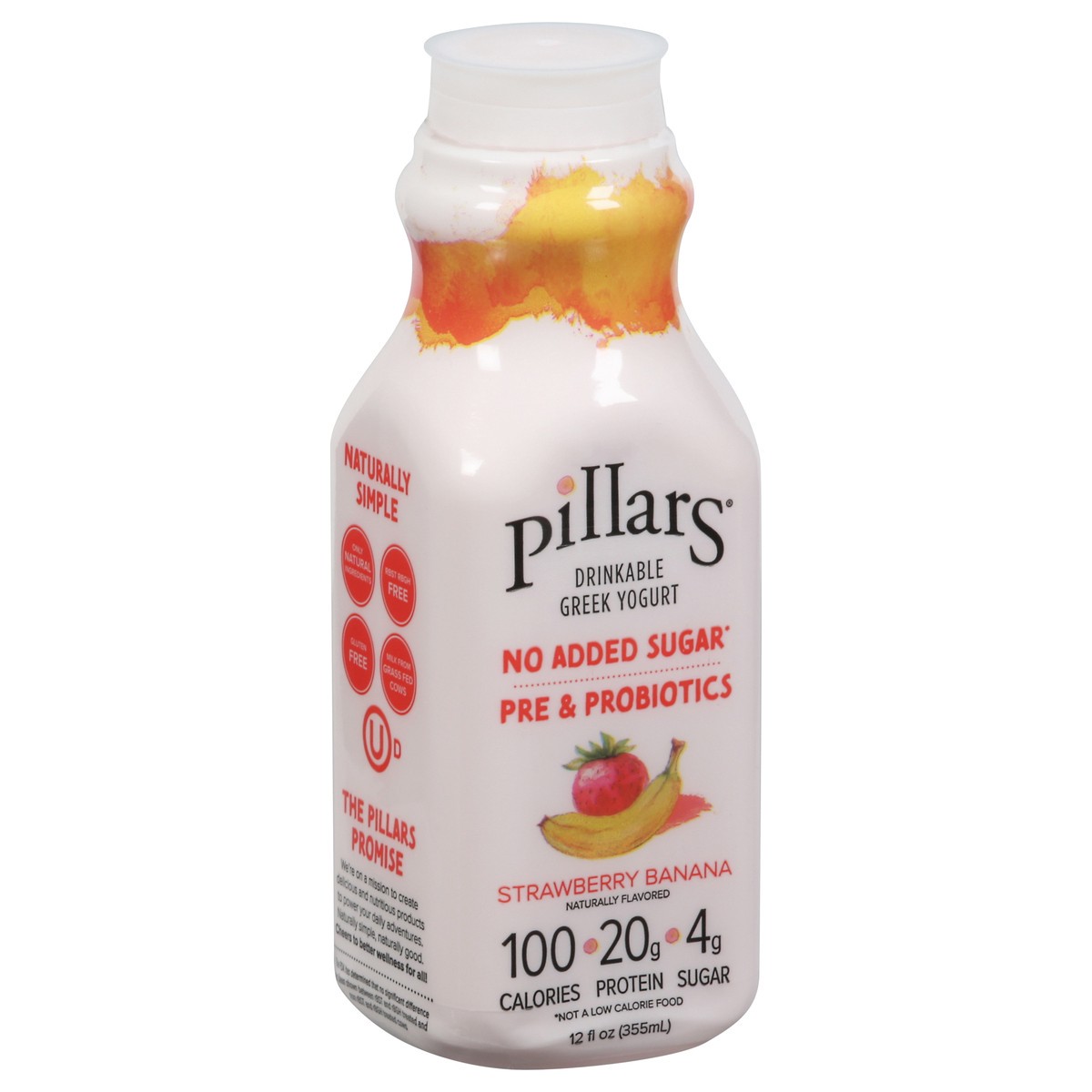 slide 2 of 9, Pillars Drinkable Greek Strawberry Banana Yogurt 12 fl oz, 12 fl oz