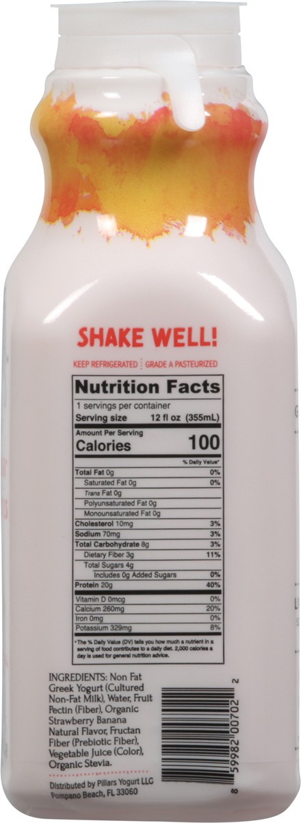 slide 5 of 9, Pillars Drinkable Greek Strawberry Banana Yogurt 12 fl oz, 12 fl oz