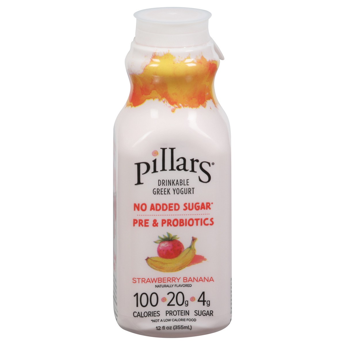 slide 1 of 9, Pillars Drinkable Greek Strawberry Banana Yogurt 12 fl oz, 12 fl oz