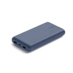 Belkin BoostCharge Portable Power Bank 20k, 1 USB-C Port and 2 USB-A Ports, Includes USB-C to USB-A Cable - Blue
