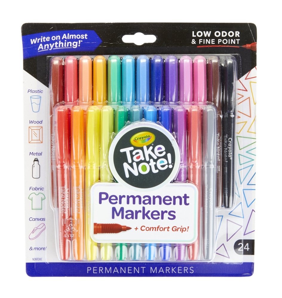 slide 1 of 1, Crayola Take Note! Permanent Markers, 24 ct
