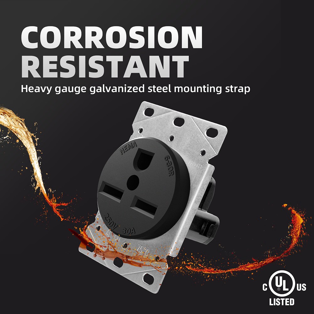 slide 5 of 6, Utilitech 30 -Amp 250-volt Industrial Round Dryer power outlet , Black, 1 ct