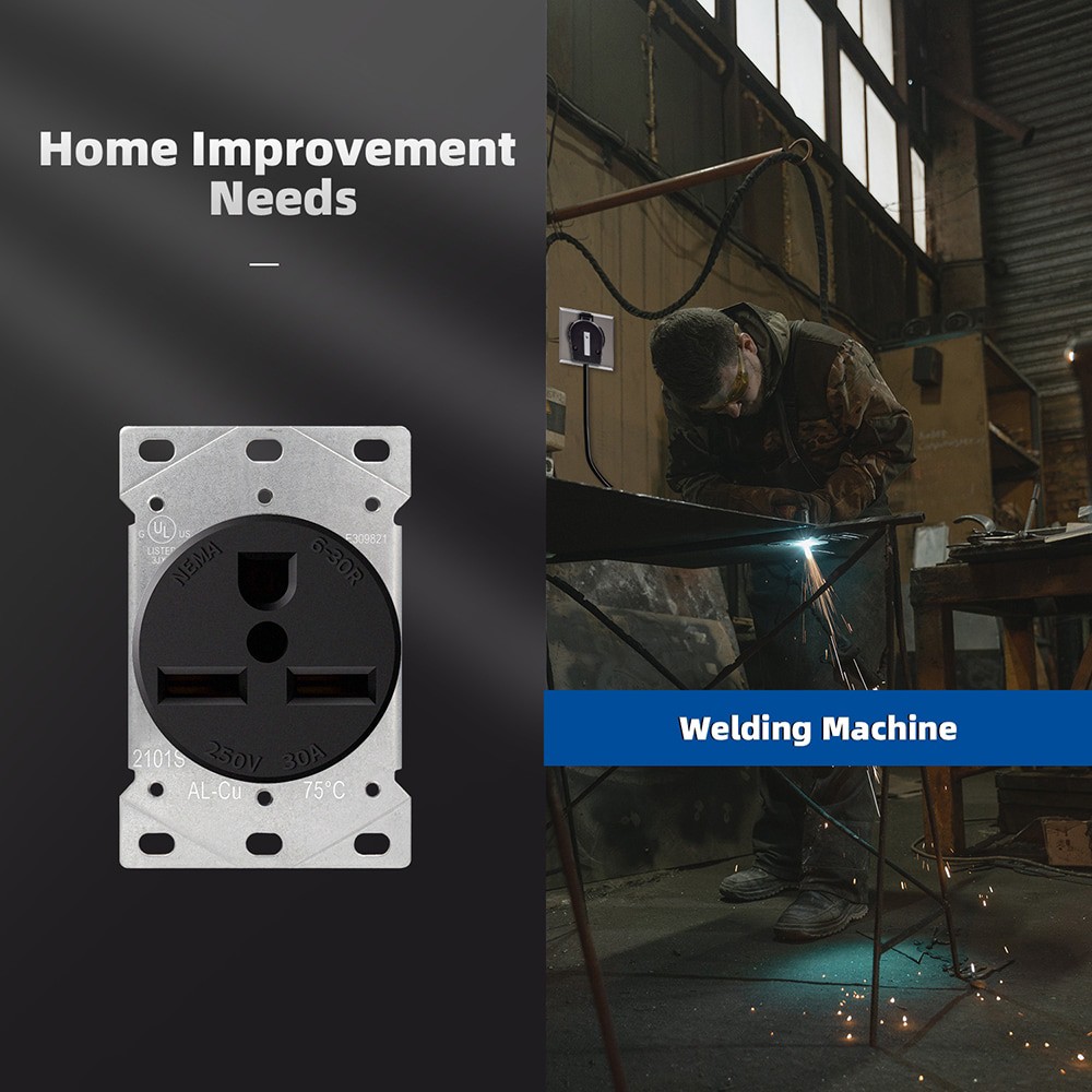 slide 6 of 6, Utilitech 30 -Amp 250-volt Industrial Round Dryer power outlet , Black, 1 ct