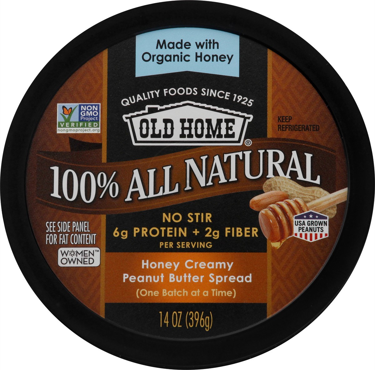 slide 11 of 13, Old Home 100% All Natural Honey Creamy Peanut Butter Spread 14 oz, 14 oz