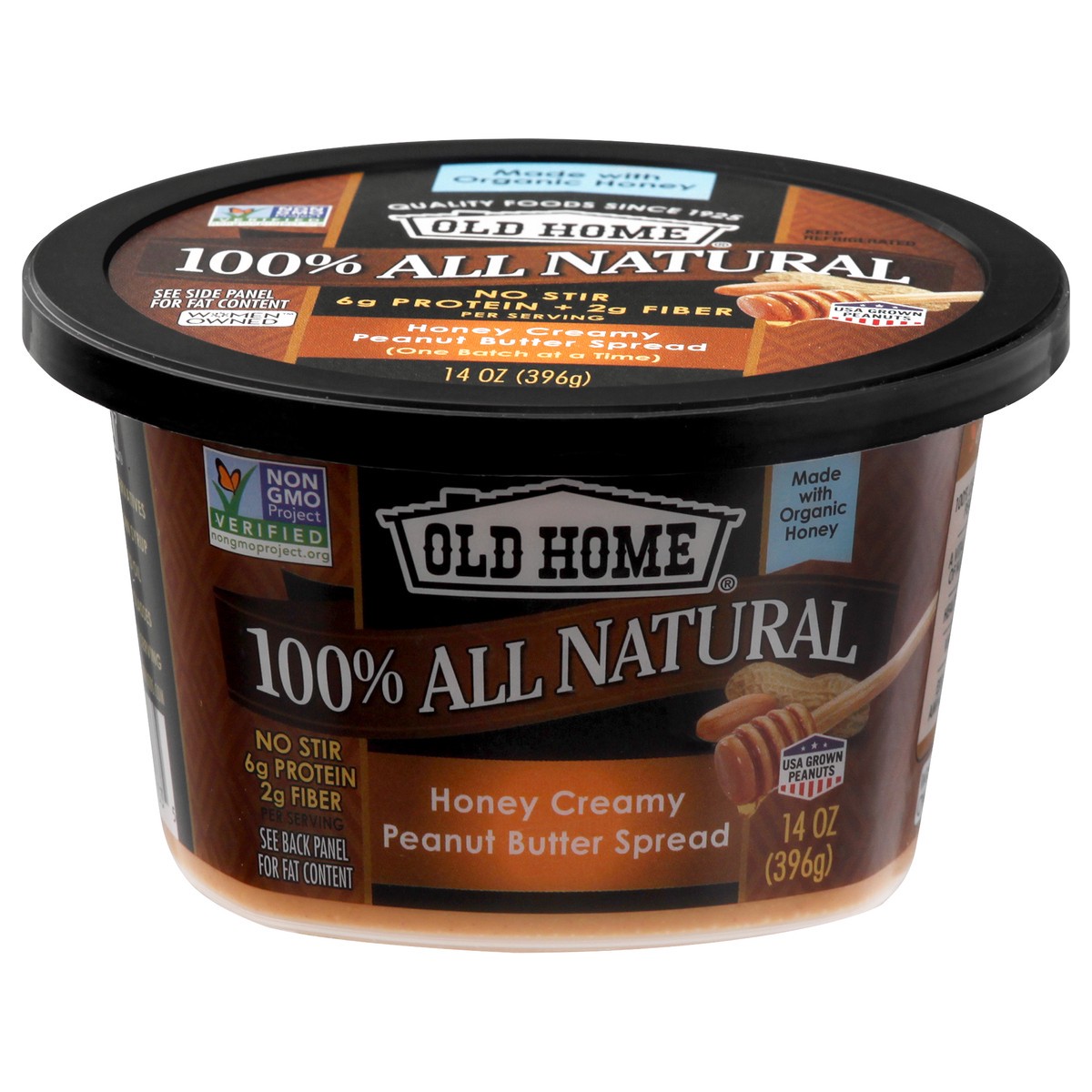 slide 13 of 13, Old Home 100% All Natural Honey Creamy Peanut Butter Spread 14 oz, 14 oz