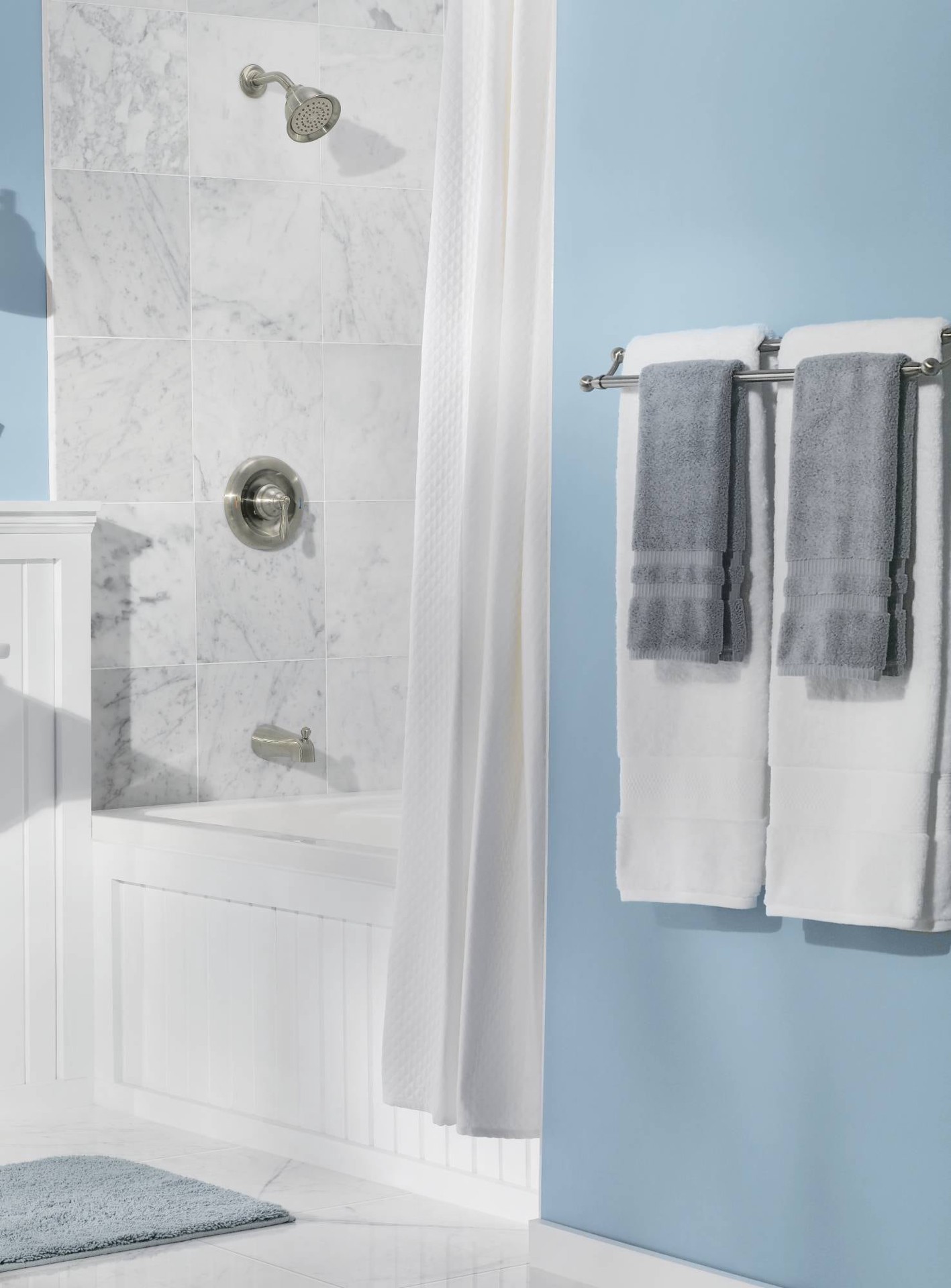 slide 2 of 6, Moen Caldwell Spot Resist Brushed Nickel 1-handle 4-in Round Bathtub and shower Faucet with Valve (Single Function), 1 ct