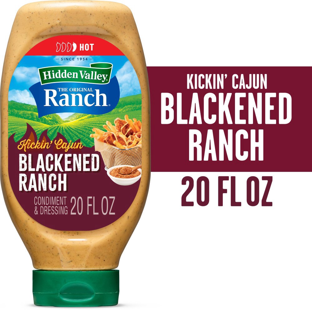 slide 6 of 6, Hidden Valley Gluten Free Kickin' Cajun Blackened Ranch Dressing Condiment and Salad Dressing, 20 fl oz