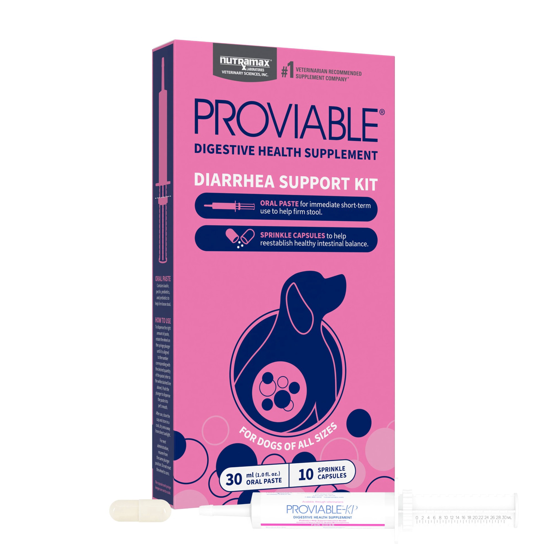 slide 1 of 1, Nutramax Proviable Probiotics Diarrhea Support Kit for Dogs, Count of 10, 1 ct