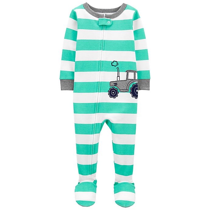 slide 1 of 1, Carter's Cotton 2-Way Zip Sleep & Play Footed Pajama - Teal, 1 ct; 12 M