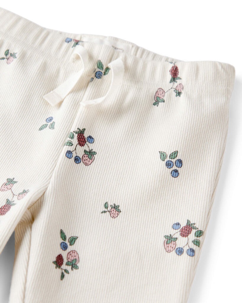 slide 4 of 4, Littleplanet Baby Girl Organic Cotton Ribbed Knit Pants in Berry Blossom Print Berry Blossom 24M, 1 ct