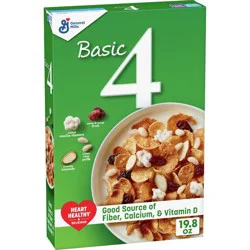 Basic 4 Heart Healthy Cereal, Fruit and Nut Fiber Cereal with Whole Grain, 19.8 oz