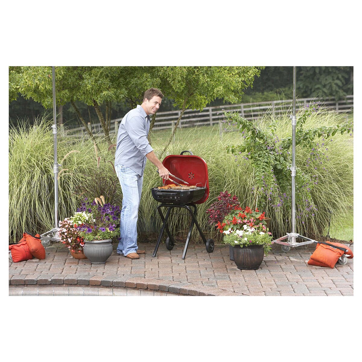 slide 2 of 3, Americana Walk-A-Bout Charcoal Grill - Red, 1 ct