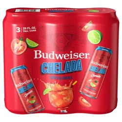 Budweiser Clamato Chelada Original Beer, 3 Pack 25 fl. oz. Cans