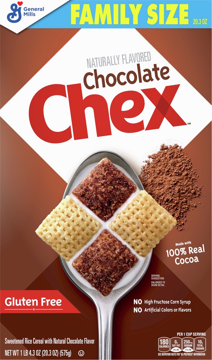 slide 9 of 9, Chex Chocolate Chex Cereal, Gluten Free, 20.3 oz