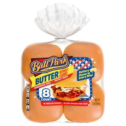 Ball Park Butter Hamburger Buns, 8 count, Hamburger Buns, 16 oz Bag