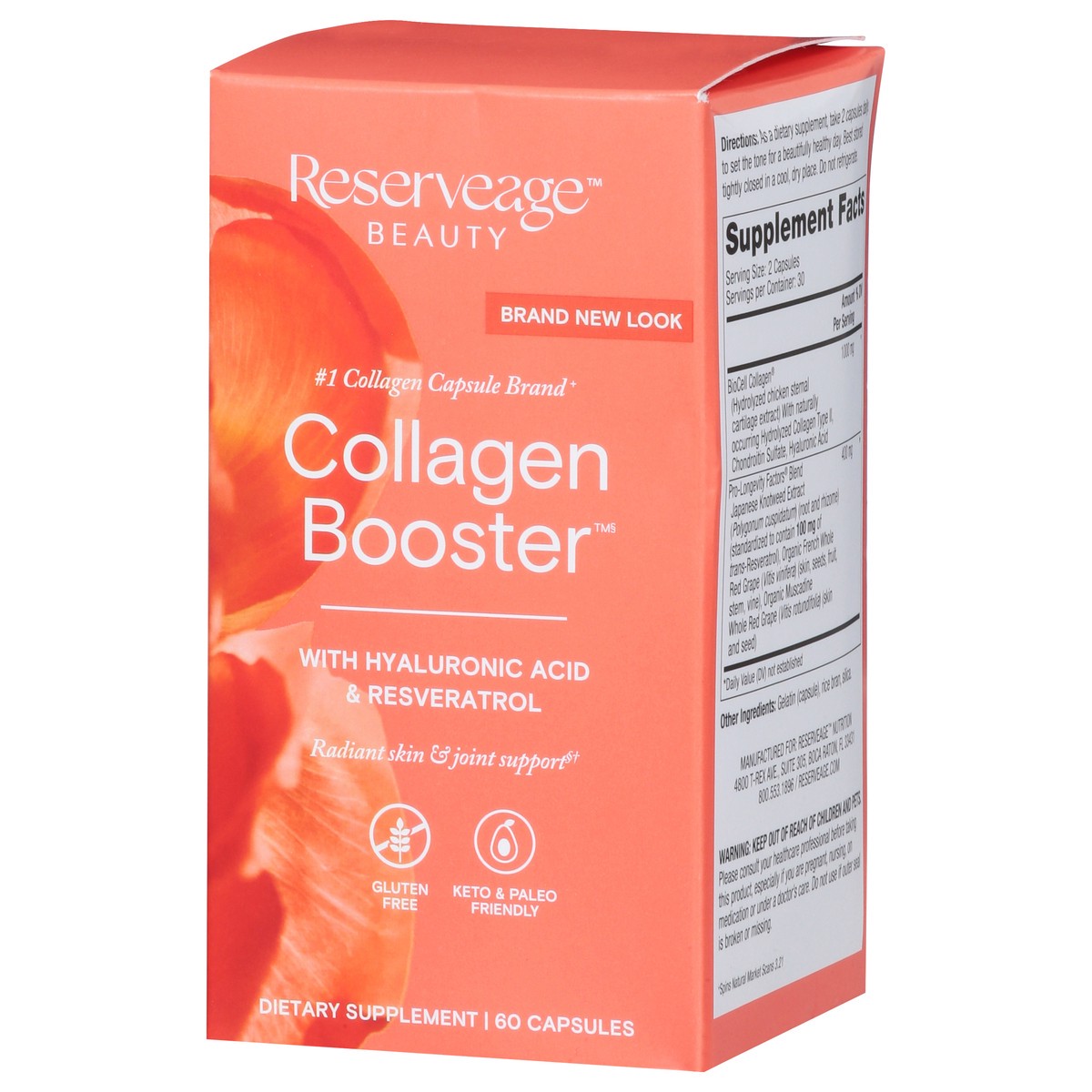 slide 10 of 15, Reserveage Collagen Booster with Hyaluronic Acid & Resveratrol 60 Capsules, 60 ct