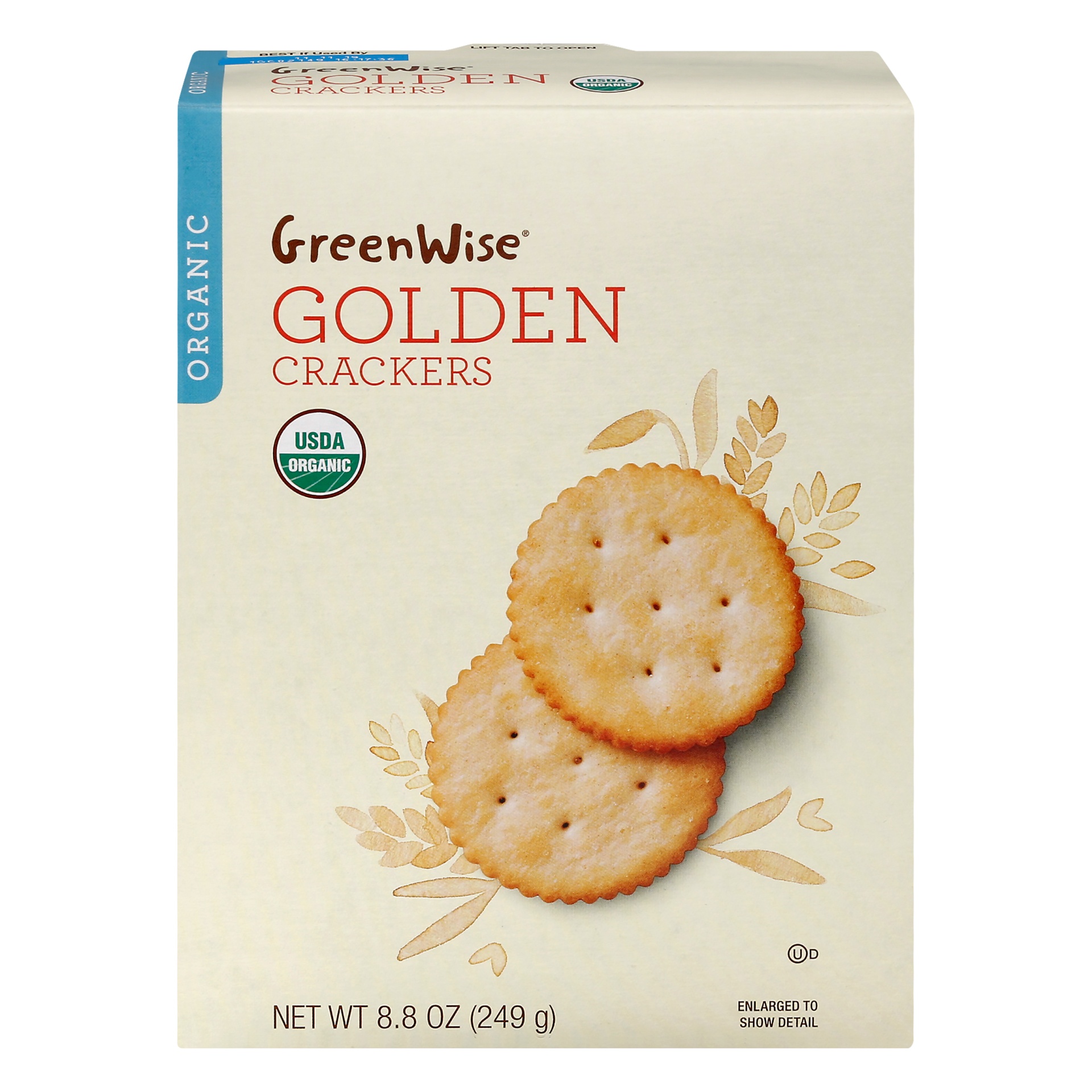 slide 1 of 1, GreenWise Organic Golden Crackers, 8.8 oz