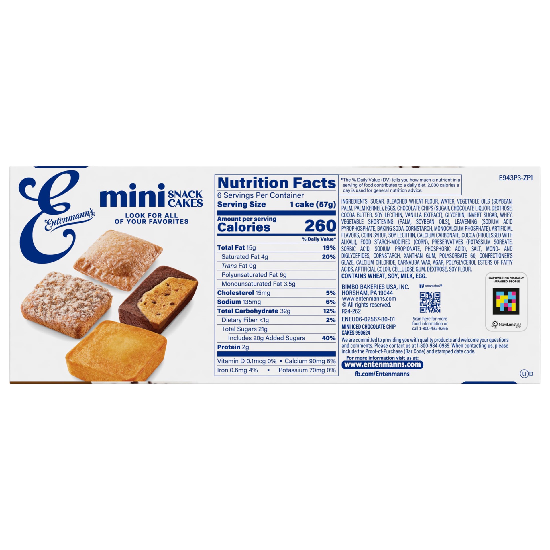 slide 6 of 7, Entenmann's Chocolate Chip Mini Snack Cakes, 6 packs, 12 oz, 6 ct