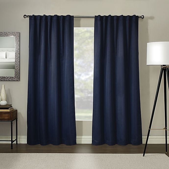 slide 1 of 1, Madeira 100% Blackout Rod Pocket Window Curtain Panel - Indigo, 95 in