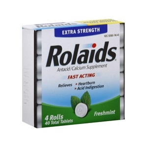 slide 1 of 1, Rolaids Extra Strength Antacid/Calcium Supplement Tablets Freshmint, 40 ct