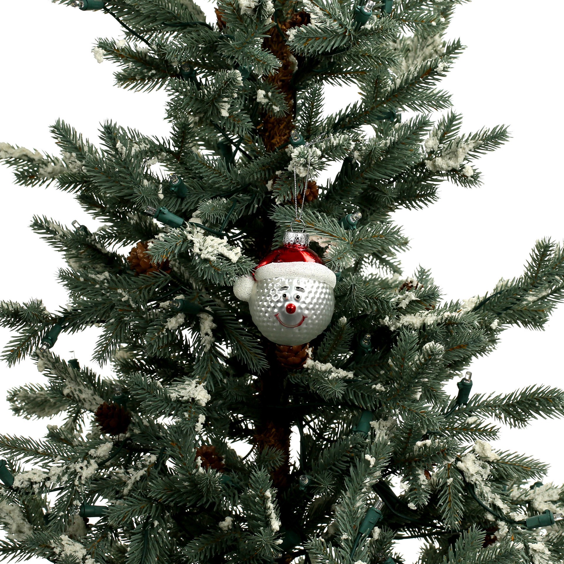 slide 3 of 3, 3" White Golf Ball In Santa Hat Glass Ornament By Ashland, 2.77 in x 2.4 in x 3 in