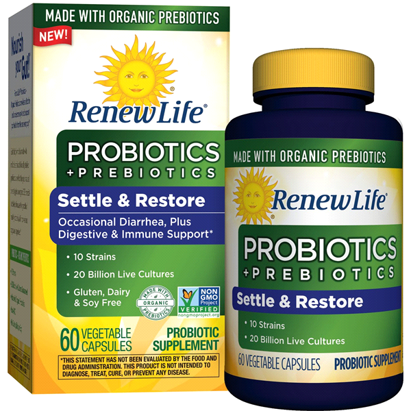 slide 1 of 1, Renew Life Organic Probiotic Settle & Restore, 60 ct