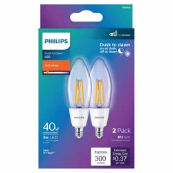 Philips 3 Watt (40 Watt) B12 Dusk To Dawn LED Light Bulb - Soft White