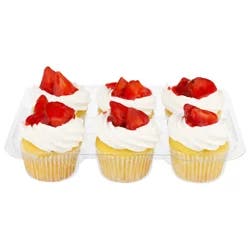 Bakery Yellow Cupcakes with Fresh Strawberries - 6 ct