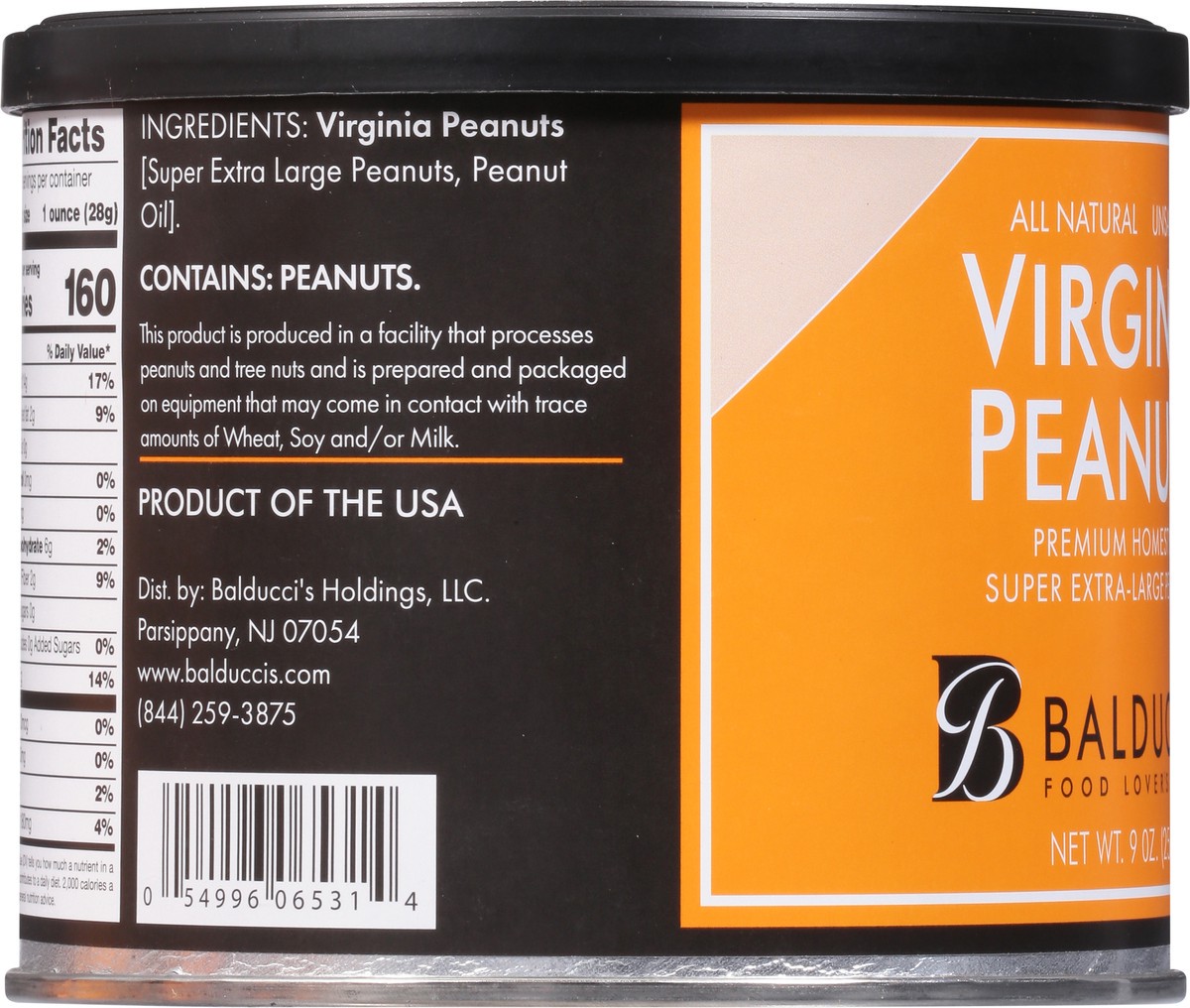 slide 13 of 13, Balducci's Virginia Unsalted Peanuts 9 oz, 9 oz