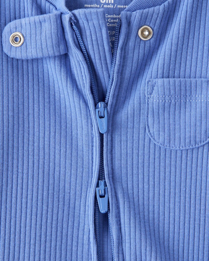slide 2 of 3, Carter's Carters Baby Boy Rib Long-Sleeve Snug Fit Sleep & Play Pajamas - Blue Blue 9M, 1 ct