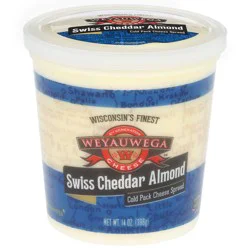 Weyauwega Cold Pack Swiss Cheddar Almond Cheese Spread 14 oz