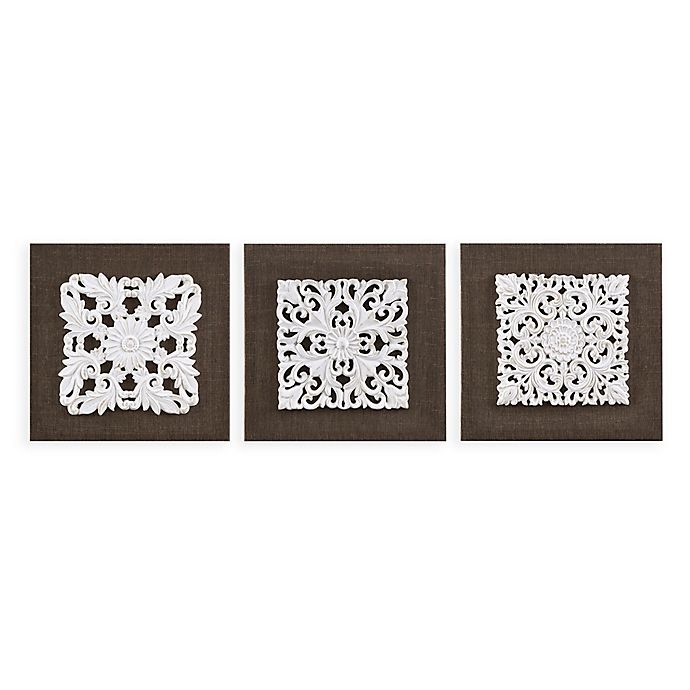 slide 1 of 9, Madison Park Mandala Trinity Canvas Wall Art - Brown/White, 3 ct