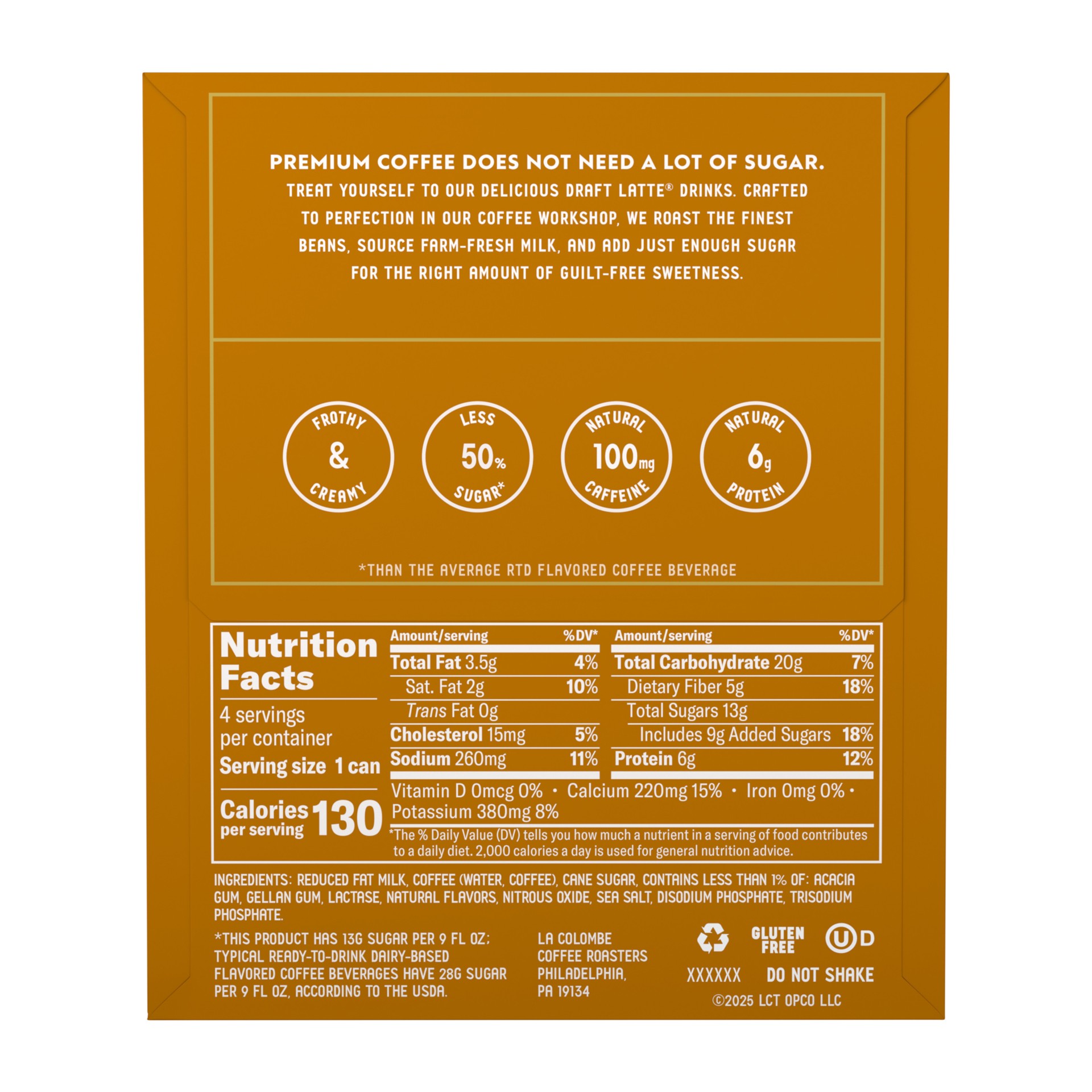 slide 5 of 9, La Colombe Coffee, Caramel Latte, 9 fl oz Cans, 4 Pack, 4 ct