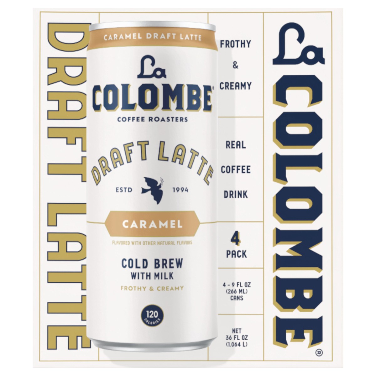 slide 1 of 1, La Colombe Coffee, Caramel Latte, 9 fl oz Cans, 4 Pack, 4 ct